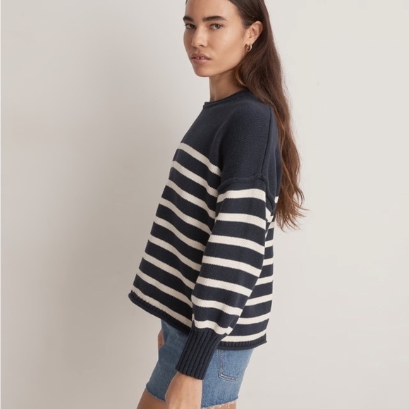Madewell Conway Sweater Size Small striped knit nautical cotton - Picture 2 of 14